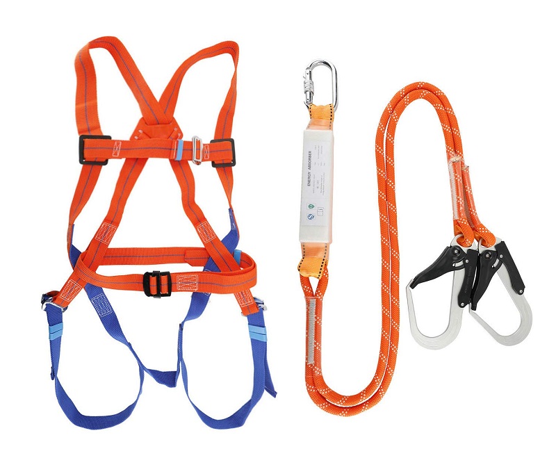 SAFETY FULL BODY HARNESS LANYARD DOUBLE BIG HOOK IRONWU